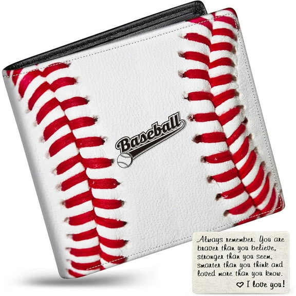 Boys Wallet for Kids, Teen Boy Baseball Wallets 9-12 8-10 8-12, Cool Novelty Leather Bifold Rfid Blocking Purse Coin Pocket Zipper Id Window for Children Men Male Youth Guys Birthday Christmas Gifts