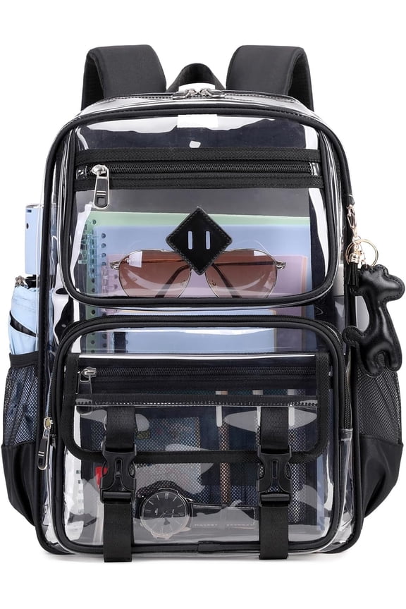 Clear Backpack for School, PVC Black Backpack