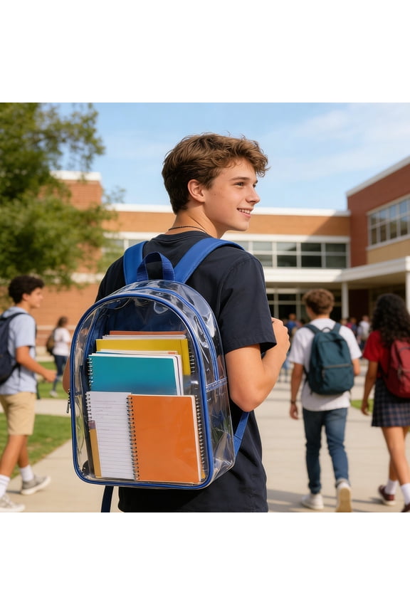Clear Backpack for School and Concerts, PVC Transparent Bookbag with Large Capacity for Check, Stadium Events, Travel and Students