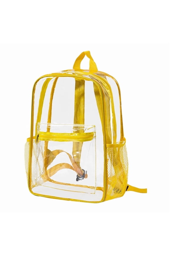 Clear Backpack for Stadium Approved 15" x 5" x 11", Water proof Clear Bag for Stadium Events and Concert Work Sport Events (Yellow)