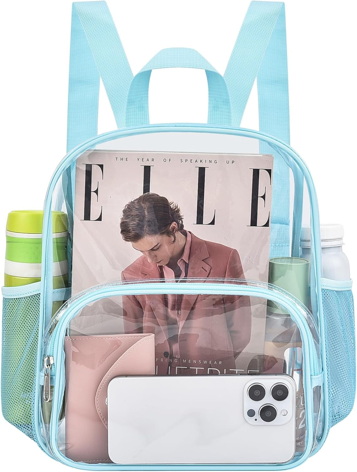 Clear Backpack for Stadium Events Clear Backpack 12x12x6 with Front Pocket for Concert Sport Events Work Travel Blue Walmart