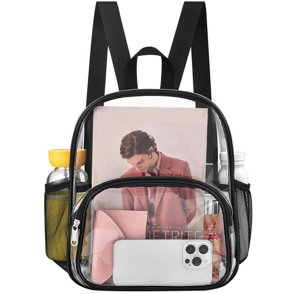 Clear Backpack for Stadium Events Clear Backpack 12x12x6 with Front Pocket for Concert Sport Fashion Women Backpack Events Work Travel