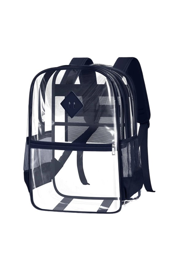 Clear Backpacks, Clear Bookbag Large Casual Backpacks Heavy Duty PVC_Transparent Backpacks with Multi-pockets See Through Backpacks for Sch-ool Co-llege Concert Work Travel, Light Blue