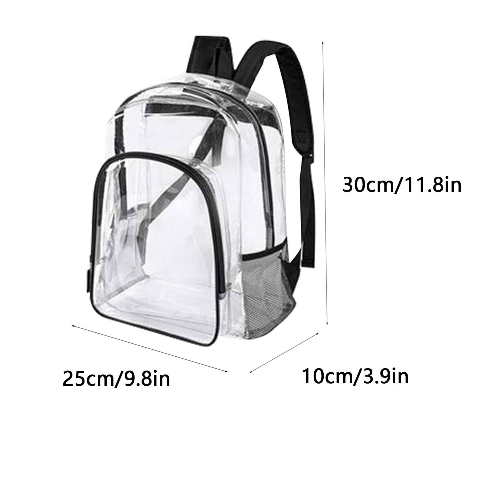 Clear Backpack For School & Stadium - 16 Inch Transparent, Purple, With Mesh Pockets
