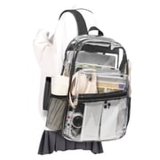 Clear Backpacks for Women Travel Heavy Duty Waterproof PVC Backpack Large Capacity Transparent Backpack with Reinforced Strap for College,Black