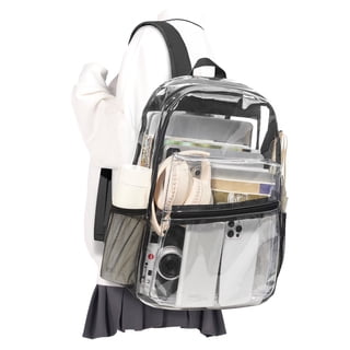 Clear Backpacks for Women Travel Heavy Duty Waterproof PVC Backpack Large Capacity Transparent Backpack with Reinforced Strap for College,Black