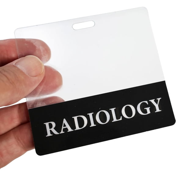 Clear Radiology Badge Buddy Horizontal - Hospital & Nurse ID Backer Cards - Transparent Title / Role Identifier - Wear Behind Medical Name Badge on I’D Reel or Lanyard by Specialist ID (Black)