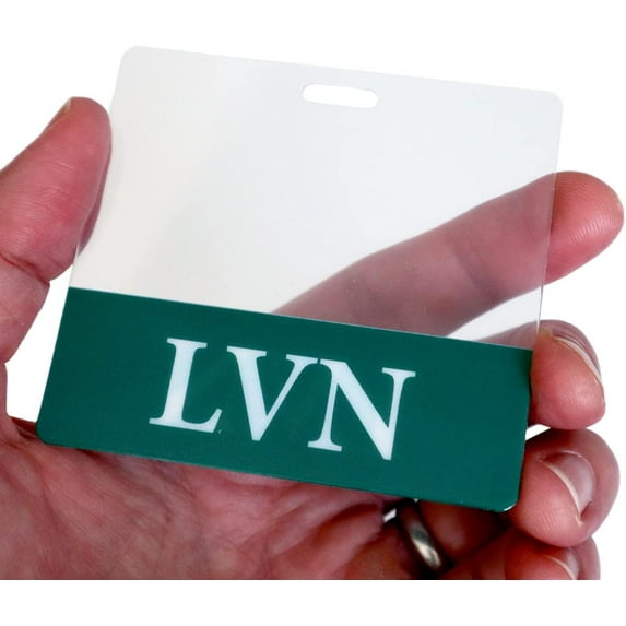 Clear LVN Badge Buddy Horizontal - Hospital & Nurse ID Backer Cards - Transparent Title/Role Identifier - Wear Behind Medical Name Badge on I’D Reel or Lanyard by Specialist ID (Green)