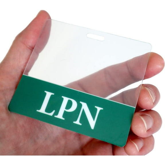 Clear LPN Badge Buddy Horizontal - Hospital & Nurse ID Backer Cards - Transparent Title/Role Identifier - Wear Behind Medical Name Badge on I’D Reel or Lanyard by Specialist ID (Green)