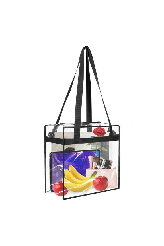 Clear Tote Bag 12x6x12in, Large Capacity Transparent Shoulder Bag with Adjustable Shoulder Strap for Women