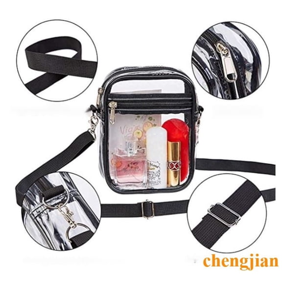 Clear Bag, Crossbody Bag Adjustable Strap Shoulder Bags for Concerts Festival Sports Events, Black