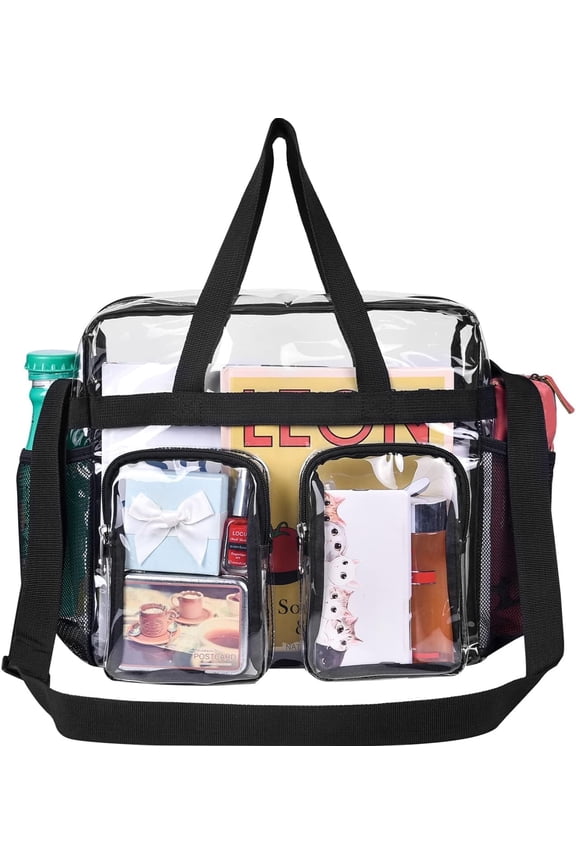 Clear Bag Stadium Approved 12x6x12 Clear Tote Bag with Removable Strap Clear Lunch Bag for Work Sports Festival