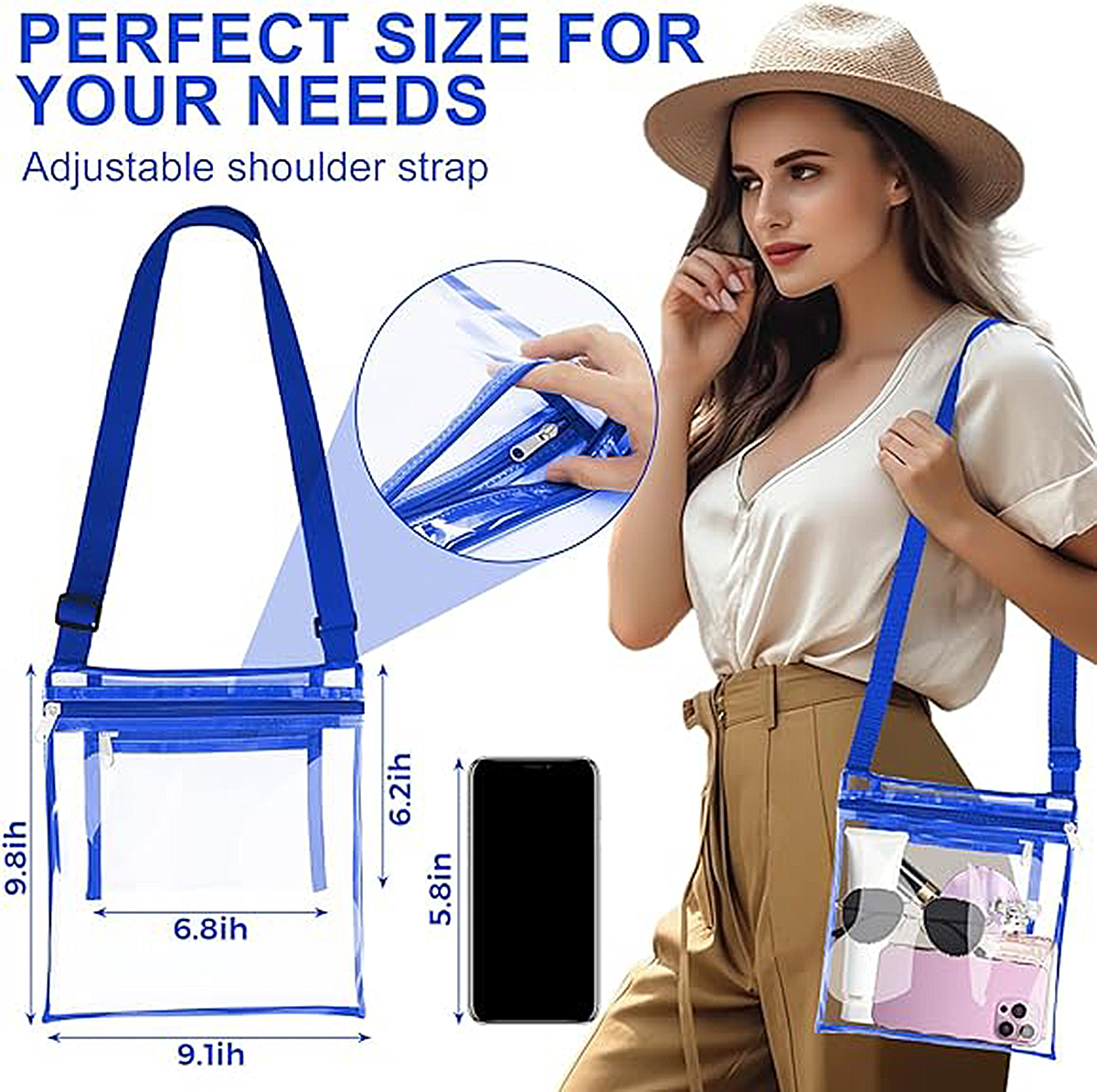 Clear Bag Stadium Approved, Clear Crossbody Purse Bag, Clear Concert