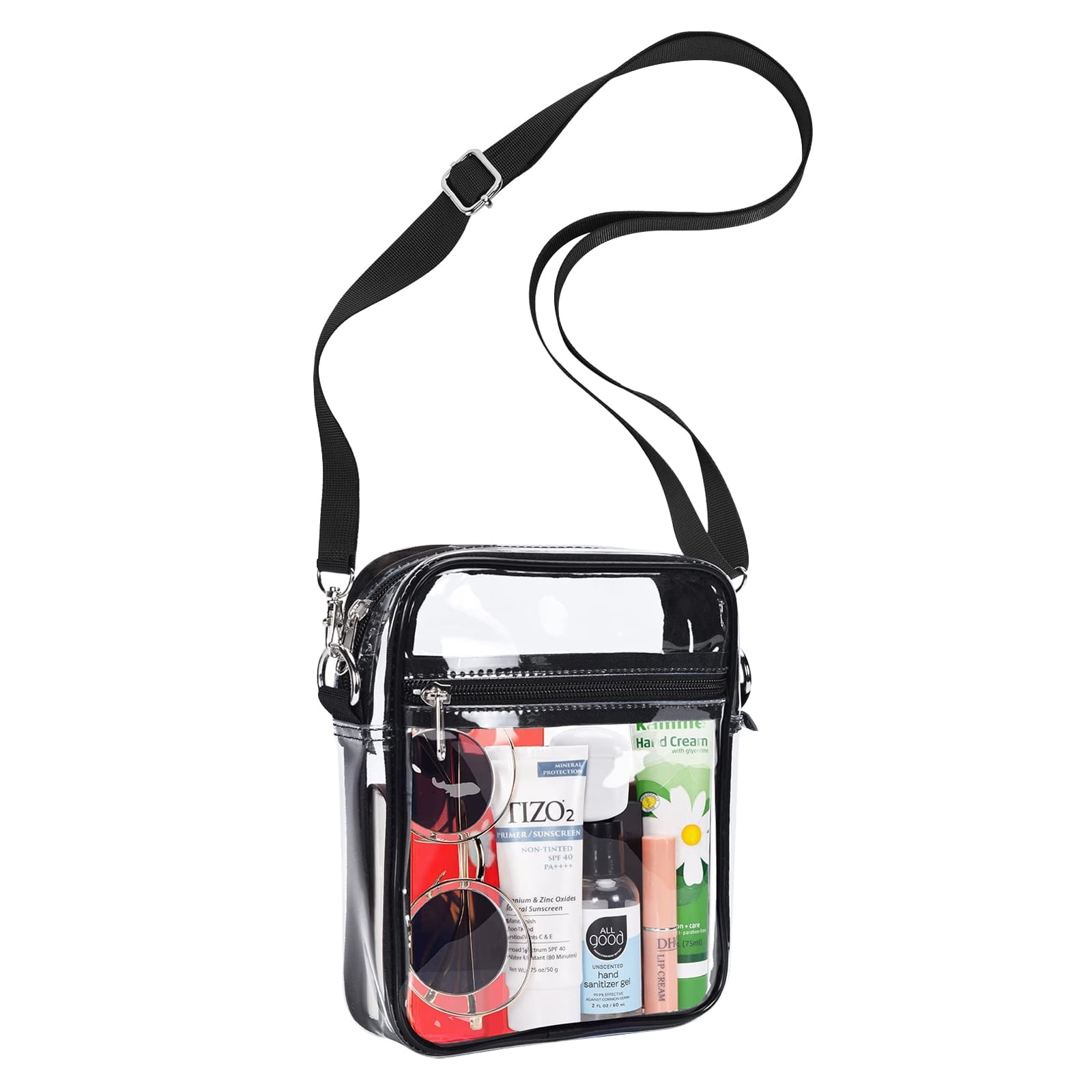 GRENCAREU Clear Bag Stadium Approved Purse Transparent Plastic Crossbody Concert Bags for Women Men, Adjustable Strap Shoulder Bags - See Through PVC Purse