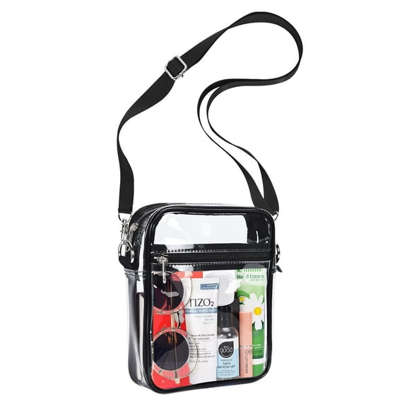 Clear Bag Stadium Approved Purse Transparent Plastic Crossbody Concert Bags for Women Men, Adjustable Strap Shoulder Bags - See Through PVC Purse