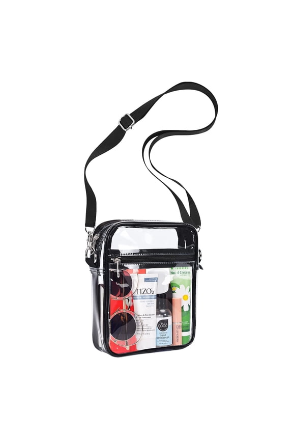 Clear Bag Stadium Approved Purse Transparent Plastic Crossbody Concert Bags for Women Men, Adjustable Strap Shoulder Bags - See Through PVC Purse