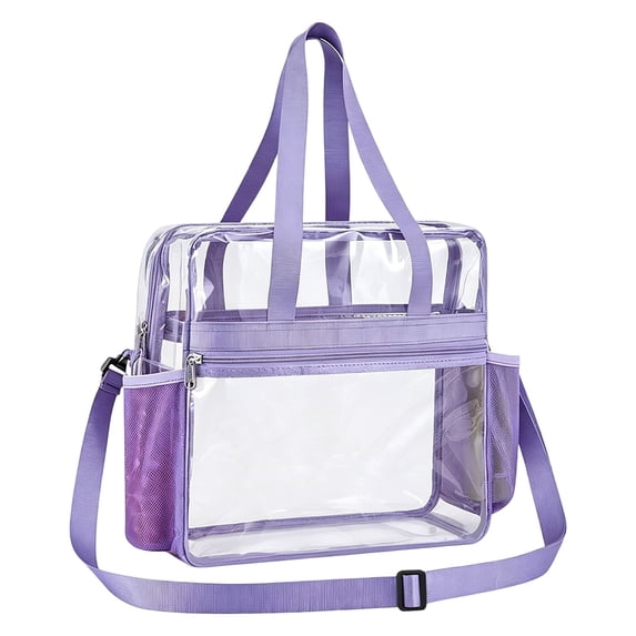 Clear Bag for Stadium Events 12x6x12 Inches Tote Bag with Detachable Reinforced Adjustable Strap Stadium Approved Clear Crossbody Shoulder Bag for Sports Games Concerts Work Gym