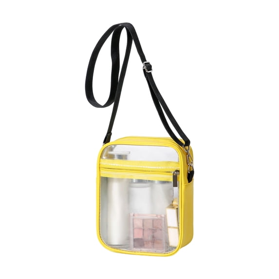 Clear Bag for Stadium Events, Clear Concert Crossbody Bags For Women, Stadium Approved With Front Pocket, Waterproof PVC Clear Bag for Concerts Events,Yellow