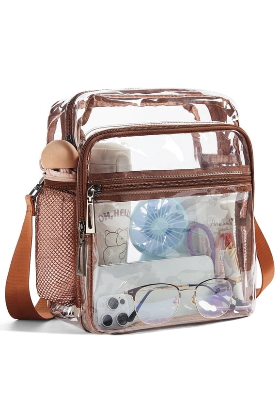 Clear Bag for Stadium Events 12x6x12, Compliant Crossbody Purse with 3 Zipper Pockets, Clear Tote for Concerts & Sports Games