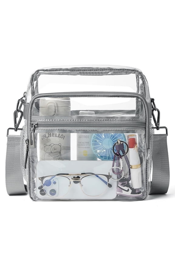 Clear Bag for Stadium Events 12x6x12, Compliant Crossbody Purse with 3 Zipper Pockets, Clear Tote for Concerts & Sports Games