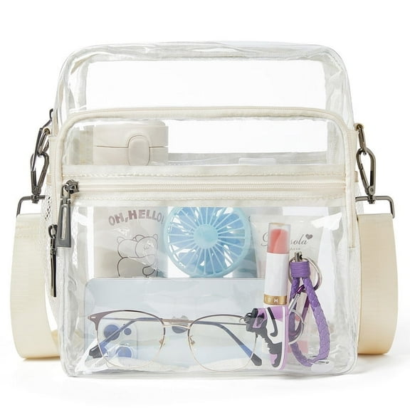Clear Bag for Stadium Events 12x6x12, Compliant Crossbody Purse with 3 Zipper Pockets, Clear Tote for Concerts & Sports Games