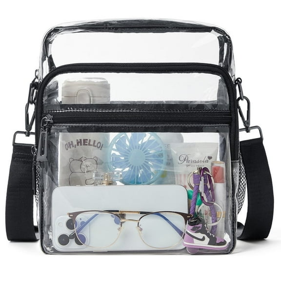 Clear Bag for Stadium Events 12x6x12, Compliant Crossbody Purse with 3 Zipper Pockets, Clear Tote for Concerts & Sports Games