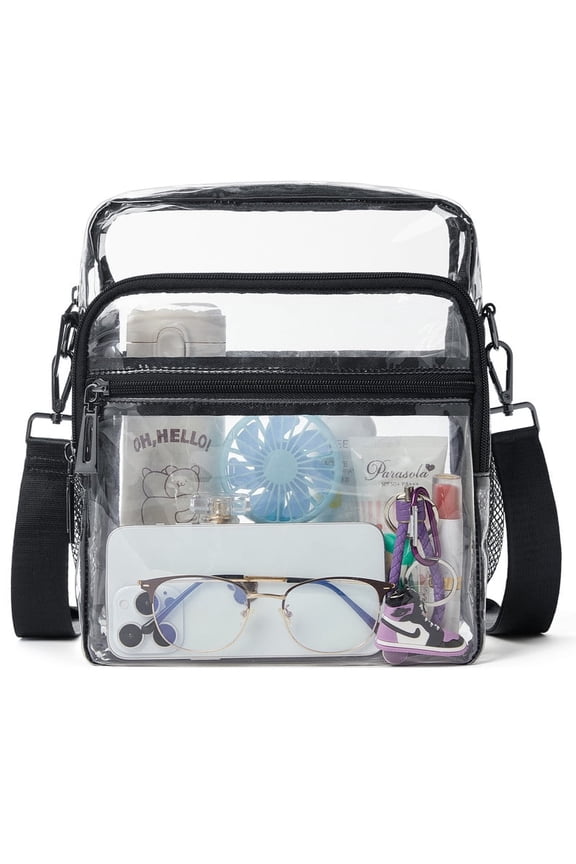 Clear Bag for Stadium Events 12x6x12, Compliant Crossbody Purse with 3 Zipper Pockets, Clear Tote for Concerts & Sports Games
