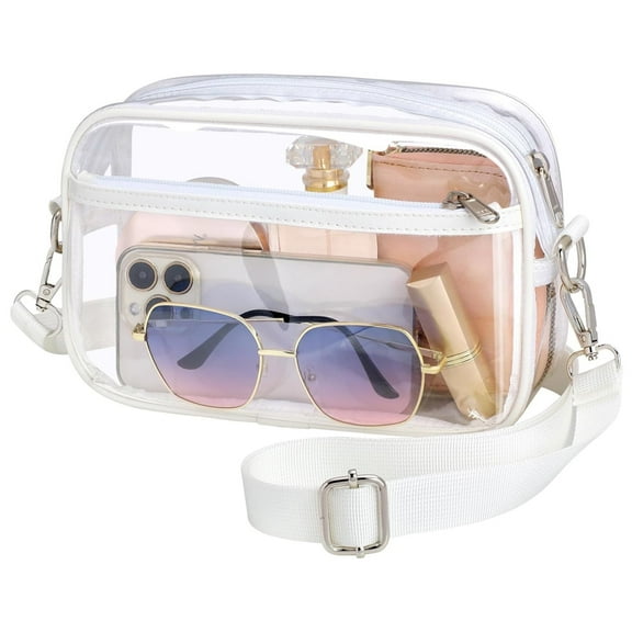 Clear Bag for Stadium Events Large Belt Bag for Women Clear Fanny Pack Stadium Approved -  Transparent Waist Bag Crossbody with Adjustable Strap for Sports Concerts, White