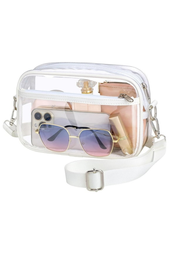 Clear Bag for Stadium Events Large Belt Bag for Women Clear Fanny Pack Stadium Approved -  Transparent Waist Bag Crossbody with Adjustable Strap for Sports Concerts, White