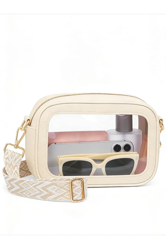 Clear Bag for Stadium Events, Clear Purses for Women with Adjustable Strap, Crossbody Bag for Sports Fans