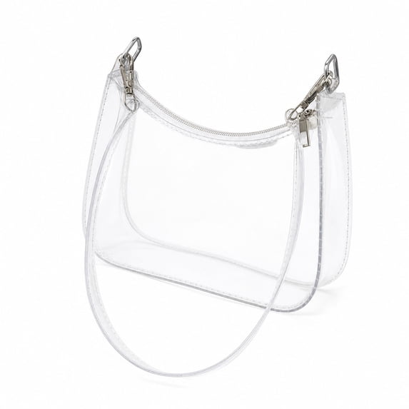 Clear Bag for Stadium Events Clear Sports Fan Handbags Purses, Unisex 0.4 mm Thickened Waterproof PVC, Approved for Concerts, Game Days, Clear-A