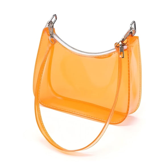 Clear Bag for Stadium Events Clear Sports Fan Handbags Purses, Unisex 0.4 mm Thickened Waterproof PVC, Approved for Concerts, Game Days, Orange-A