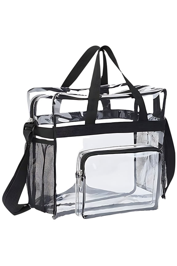 Clear Bag for Stadium Events, PVC Transoarent Tote Bag with Adjustable Strap for Concert Work and Sports, 12"x12"x6"