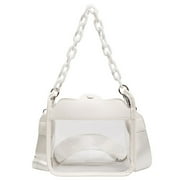 Clear Bag for Women Clear Handbag Concert Bag Stadium Approved Clear Purse Shoulder Crossbody Bag Satchel Hobo Bag Gift - White