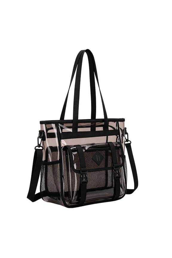 Clear Bag with Zipper Pockets, See-Through Sling Chest Bag Dry Wet Separation for Events & Outdoor