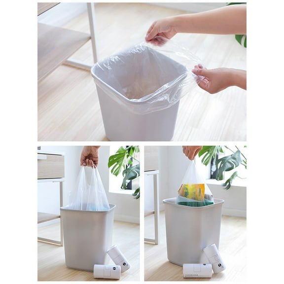 Clear Bags with Handles, 12X9 in, Dog Waste Holding, indoor Trash Lining, Outdoor Travel, Medium Fit, 50 Pc Single Roll