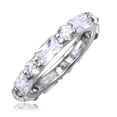 thumbnail image 1 of Clear Baguette And Round Cubic Zirconia Alternative Eternity Ring Rhodium Plated Sterling Silver Size 9, 1 of 3