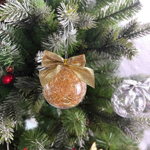 Clear Ball Christmas Ornaments with Bow, 2.4" Mini Clear Ball Party Hanging Decorations, Christmas Tree Hanging Ornaments Balls for Stocking Stuffer Party Winter Gift