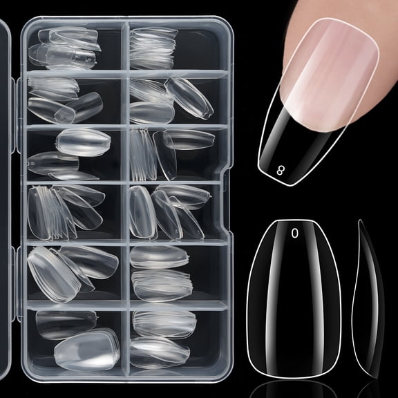 Clear Ballerina Acrylic Nail Tips 12 Size for Acrylic Nature Nail Tools Natural Nails Tips Square Long Gel Tips Professional Gel Nail Extension Manicure Salon At Home