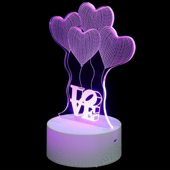 Clear Balloons 3D Illusion Lamp Love Heart Balloon Night Light for Kids Colors Changing Touch Sensor Optical Illusion Night Light Bedroom Decor ations Touch Night Light