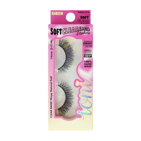 IONI Cosmetics CLEAR BAND lash SIREN, wispy natural doll, D-curl 14mm
