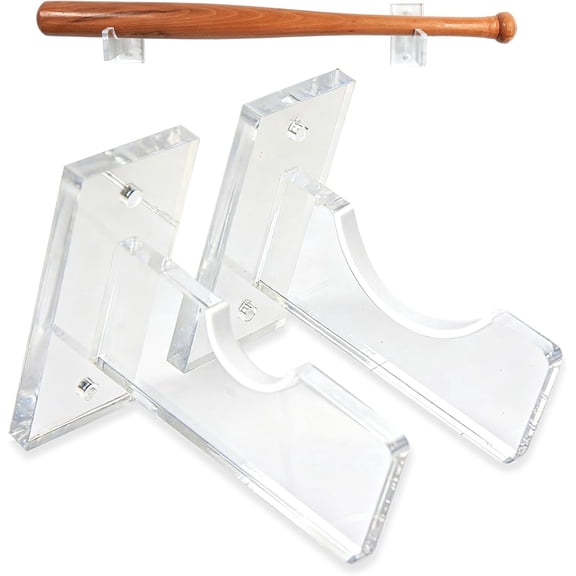 Clear Baseball Bat Wall Mount Holder, Invisible Display Stand for Signed & Collectible Bats, Damage-Free Hanging Storage Rack(2-Pack )