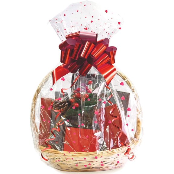 Clear Basket Bags, 10 Pack 22x32 Inches Large Cellophane Bags Clear Printed Cellophane Wrap for Gift Baskets