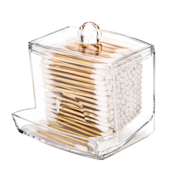 Clear Bathroom Organizer Accessories Decor for Storage-Qtips Cotton Ball Holder Apothecary Jars, Cotton Swabs, Floss Container