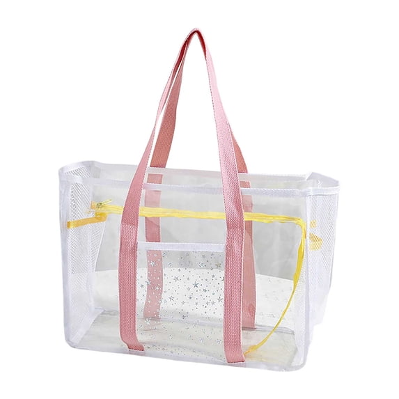 Clear Beach Bag for Women Waterproof Sandproof Transparent Tote Bag 10.63 Inch for Stadium Events Beach Travel Gym Pool Swimming Lightweight Breathable with Front Pocket