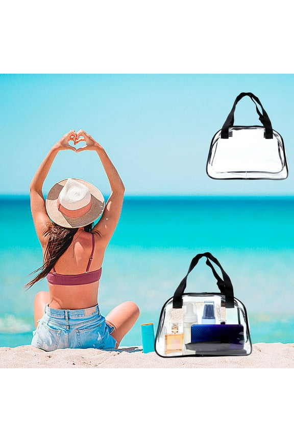 Clear Beach Tote Bag,Transparent Beach Bag,Lightweight Foldable Tote,Waterproof Sandproof Pool Bag,Zippered Holiday Shopping Bag,Family Travel Beach Accessories,Portable Carryall