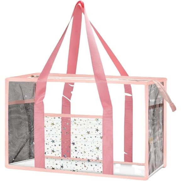 Clear Beach Tote Bag - Waterproof PVC Stadium Approved - Extra Large Transparent Bag for Pool, Concert