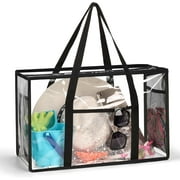 AEL Clear Beach Tote Bag - Waterproof PVC Stadium Approved - Extra Large Transparent Bag for Pool, Concert