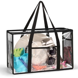Clear Beach Tote Bag - Waterproof PVC Stadium Approved - Extra Large Transparent Bag for Pool, Concert