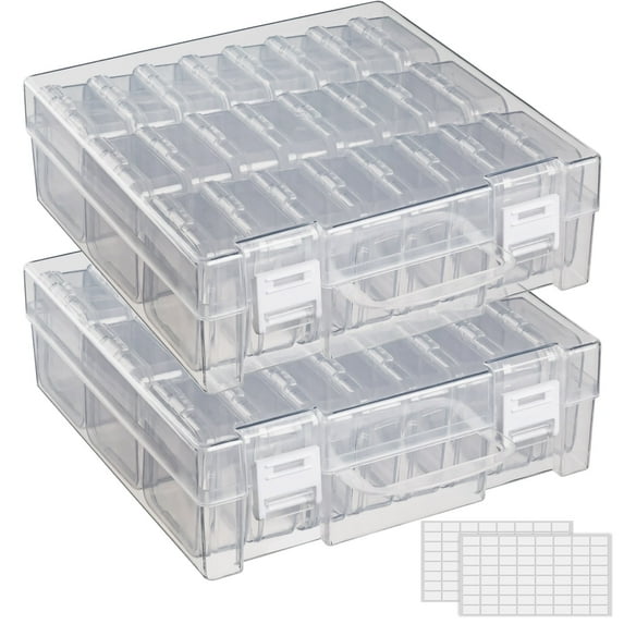 Clear Bead Storage Containers, 24Pcs Small Plastic Bead Organizer Box, Mini Rectangle Storage Boxes with Hinged Lids for Seeds Beads Rhinestones Jewelry Crafts Small Items (2 Pack)